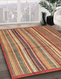 Machine Washable Abstract Red Rug in a Family Room, wshabs3690