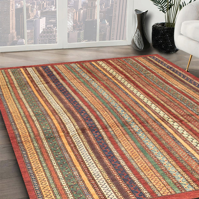Machine Washable Abstract Red Rug in a Family Room, wshabs3690