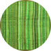 Round Machine Washable Abstract Green Modern Area Rugs, wshabs3690grn