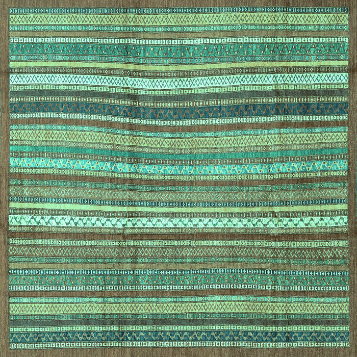 Square Machine Washable Abstract Turquoise Modern Area Rugs, wshabs3690turq