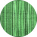 Round Abstract Emerald Green Modern Rug, abs3690emgrn