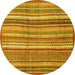 Round Machine Washable Abstract Yellow Modern Rug, wshabs3690yw