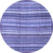 Round Abstract Blue Modern Rug, abs3690blu