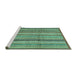 Sideview of Machine Washable Abstract Turquoise Modern Area Rugs, wshabs3690turq