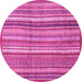 Round Machine Washable Abstract Pink Modern Rug, wshabs3690pnk