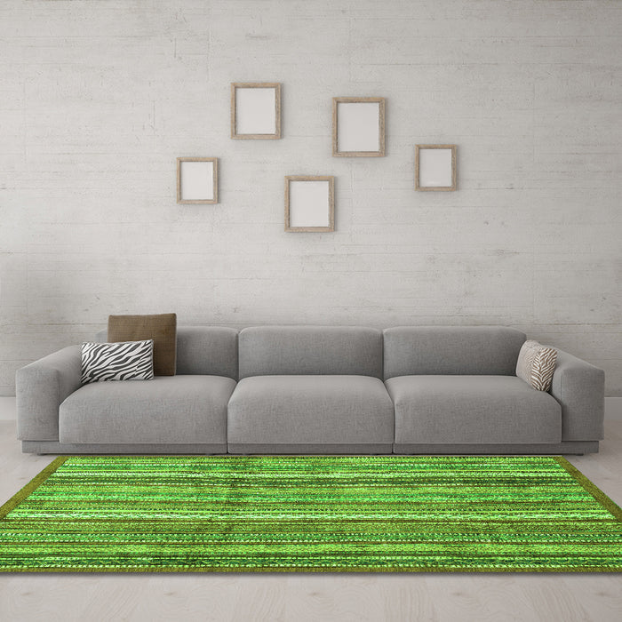 Machine Washable Abstract Green Modern Area Rugs in a Living Room,, wshabs3690grn