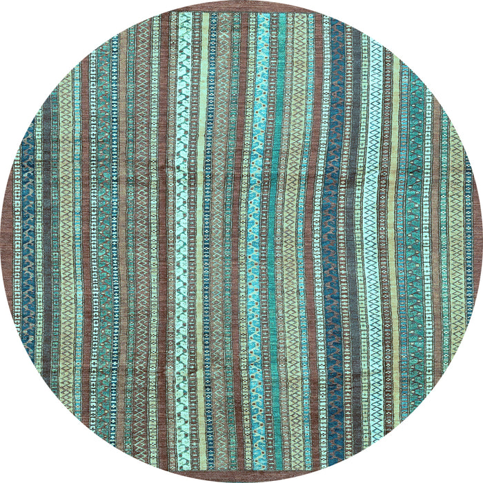 Round Abstract Light Blue Modern Rug, abs3690lblu