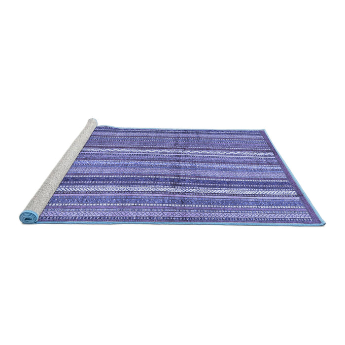 Sideview of Machine Washable Abstract Blue Modern Rug, wshabs3690blu