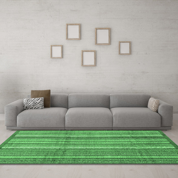 Machine Washable Abstract Emerald Green Modern Area Rugs in a Living Room,, wshabs3690emgrn