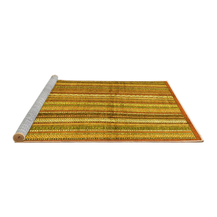 Sideview of Machine Washable Abstract Yellow Modern Rug, wshabs3690yw