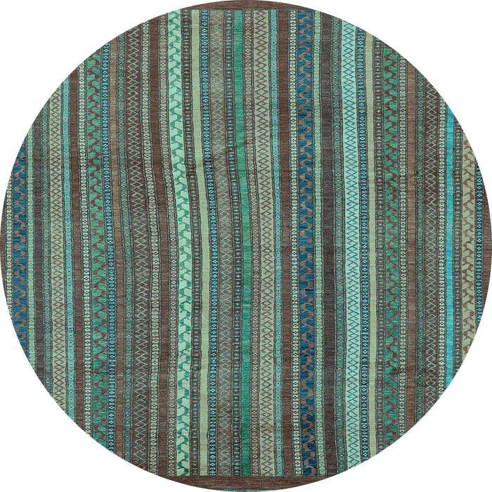 Round Abstract Light Blue Modern Rug, abs3691lblu