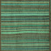 Square Abstract Turquoise Modern Rug, abs3691turq