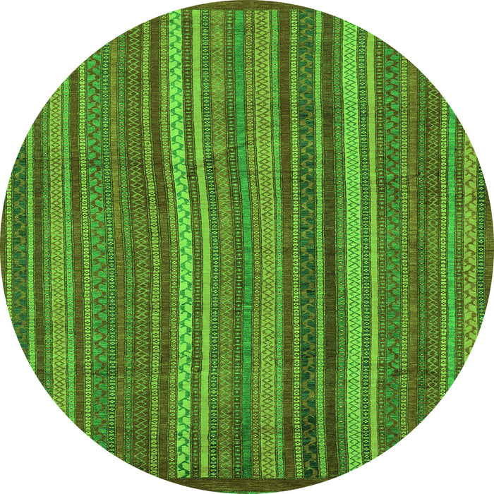 Round Machine Washable Abstract Green Modern Area Rugs, wshabs3691grn