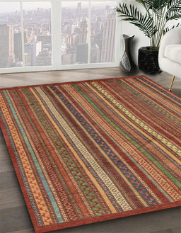 Abstract Red Modern Rug in Family Room, abs3691