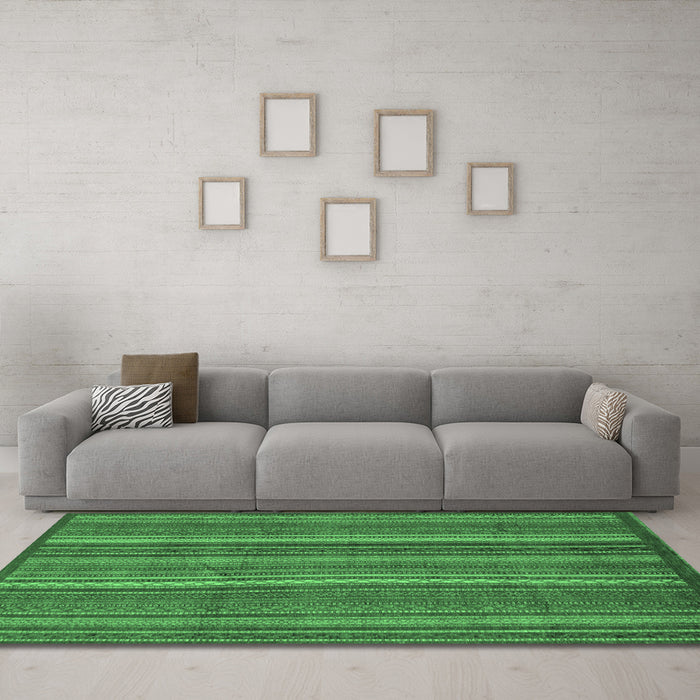 Machine Washable Abstract Emerald Green Modern Area Rugs in a Living Room,, wshabs3691emgrn