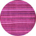 Round Machine Washable Abstract Pink Modern Rug, wshabs3691pnk