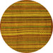 Round Machine Washable Abstract Yellow Modern Rug, wshabs3691yw