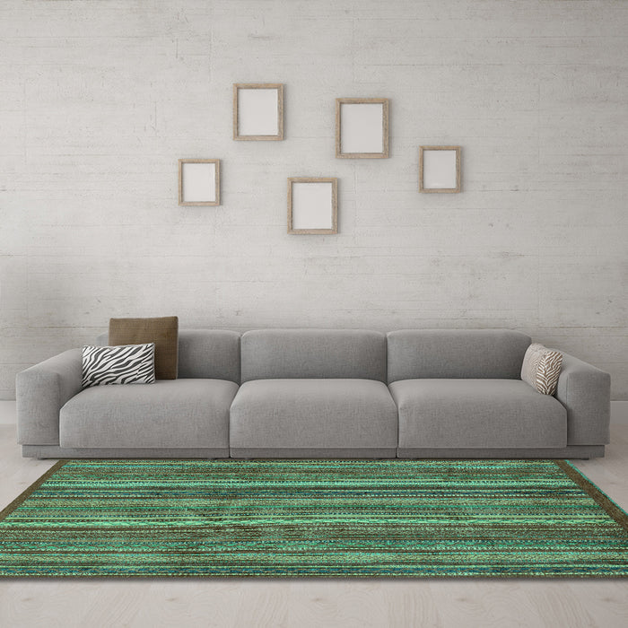Machine Washable Abstract Turquoise Modern Area Rugs in a Living Room,, wshabs3691turq