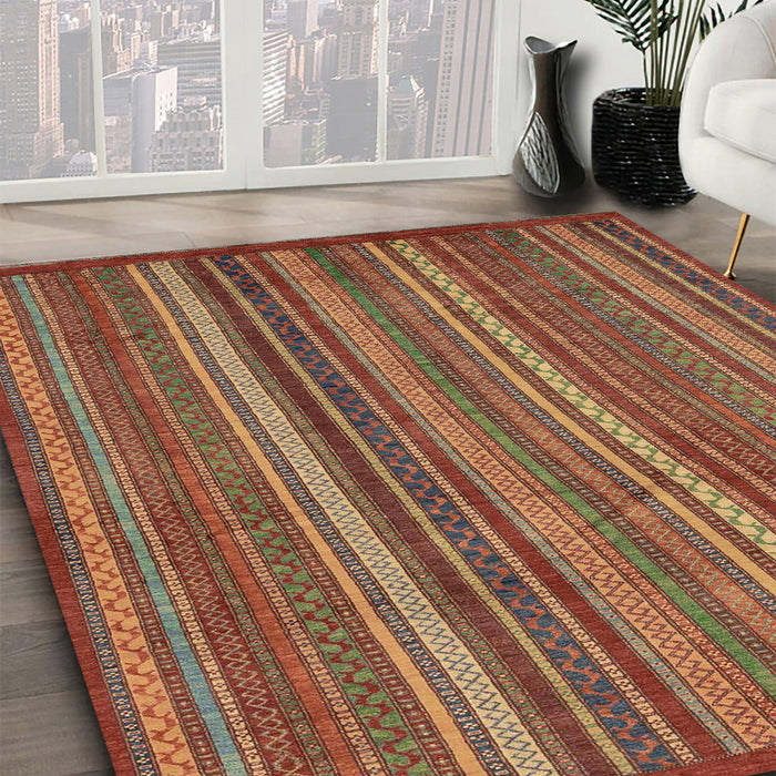 Machine Washable Abstract Tomato Red Rug in a Family Room, wshabs3691