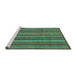 Sideview of Machine Washable Abstract Turquoise Modern Area Rugs, wshabs3691turq