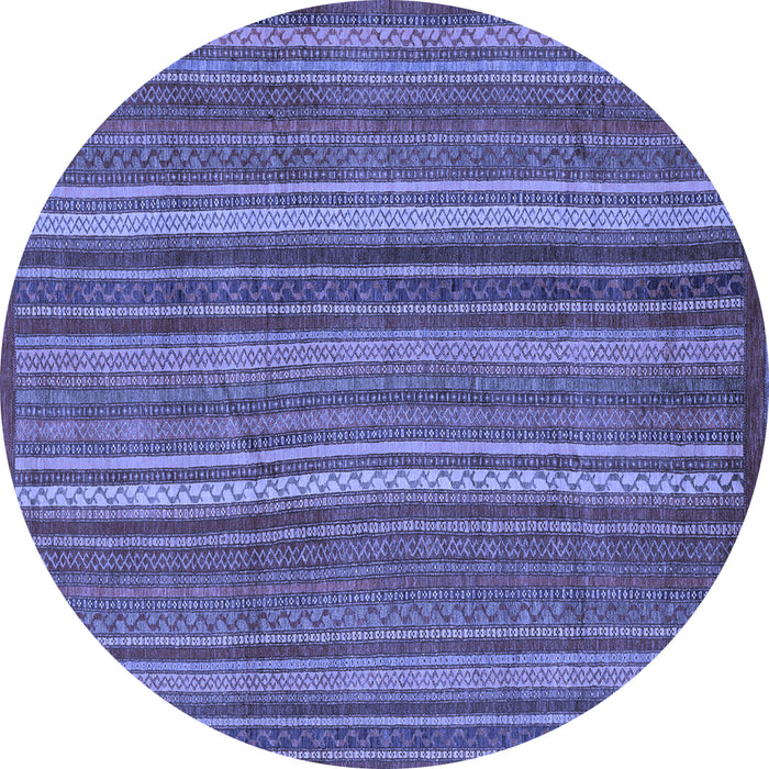 Round Abstract Blue Modern Rug, abs3691blu