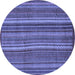 Round Abstract Blue Modern Rug, abs3691blu