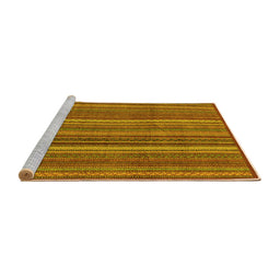Sideview of Machine Washable Abstract Yellow Modern Rug, wshabs3691yw