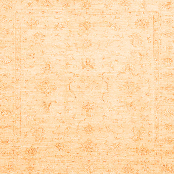 Square Machine Washable Oriental Orange Traditional Area Rugs, wshabs3692org