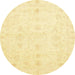 Round Abstract Sun Yellow Oriental Rug, abs3692