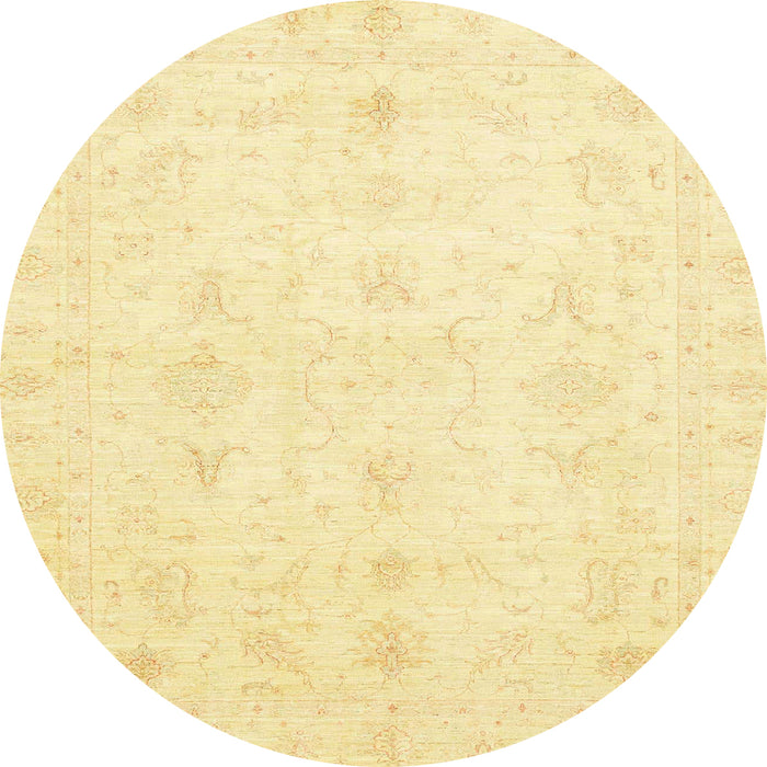 Round Machine Washable Abstract Sun Yellow Rug, wshabs3692