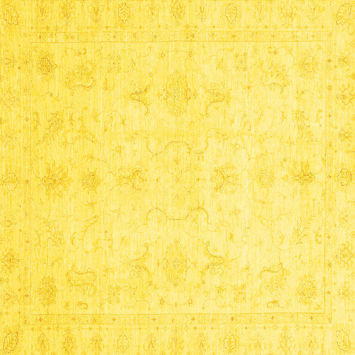 Square Machine Washable Oriental Yellow Traditional Rug, wshabs3692yw