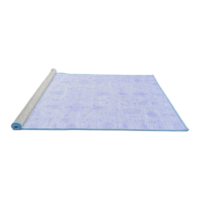 Sideview of Machine Washable Oriental Blue Traditional Rug, wshabs3692blu