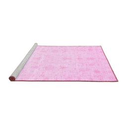 Sideview of Machine Washable Oriental Pink Traditional Rug, wshabs3692pnk
