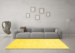 Machine Washable Oriental Yellow Traditional Rug in a Living Room, wshabs3692yw
