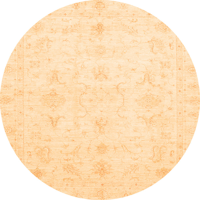 Round Machine Washable Oriental Orange Traditional Area Rugs, wshabs3692org