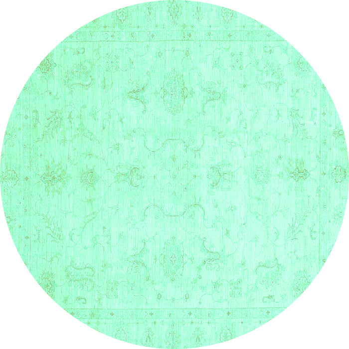 Round Machine Washable Oriental Turquoise Traditional Area Rugs, wshabs3692turq