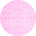 Round Oriental Pink Traditional Rug, abs3692pnk