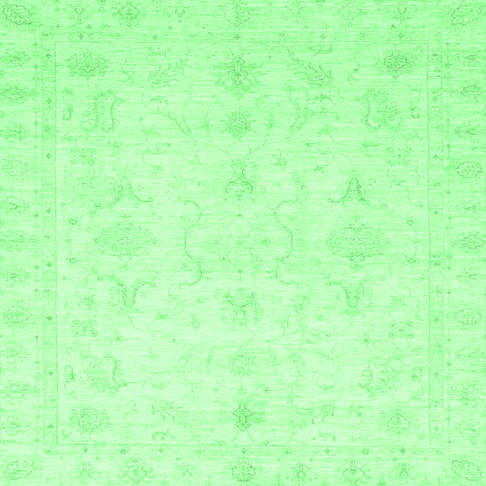 Square Machine Washable Oriental Emerald Green Traditional Area Rugs, wshabs3692emgrn