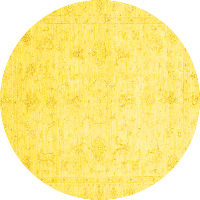 Round Oriental Yellow Traditional Rug, abs3692yw