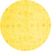 Round Oriental Yellow Traditional Rug, abs3692yw