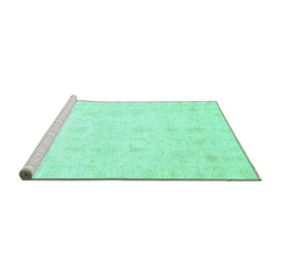 Sideview of Machine Washable Oriental Turquoise Traditional Area Rugs, wshabs3692turq