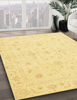 Machine Washable Abstract Yellow Rug in a Family Room, wshabs3693