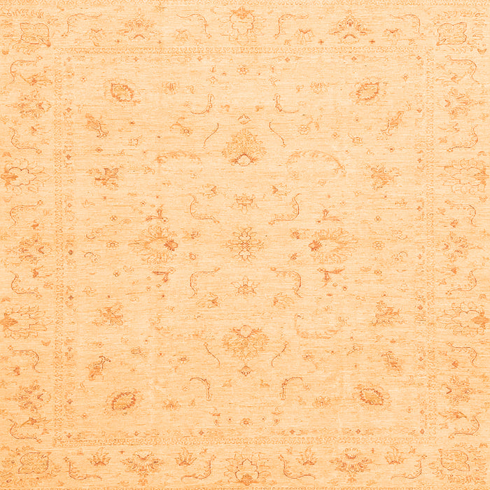 Square Machine Washable Oriental Orange Traditional Area Rugs, wshabs3693org