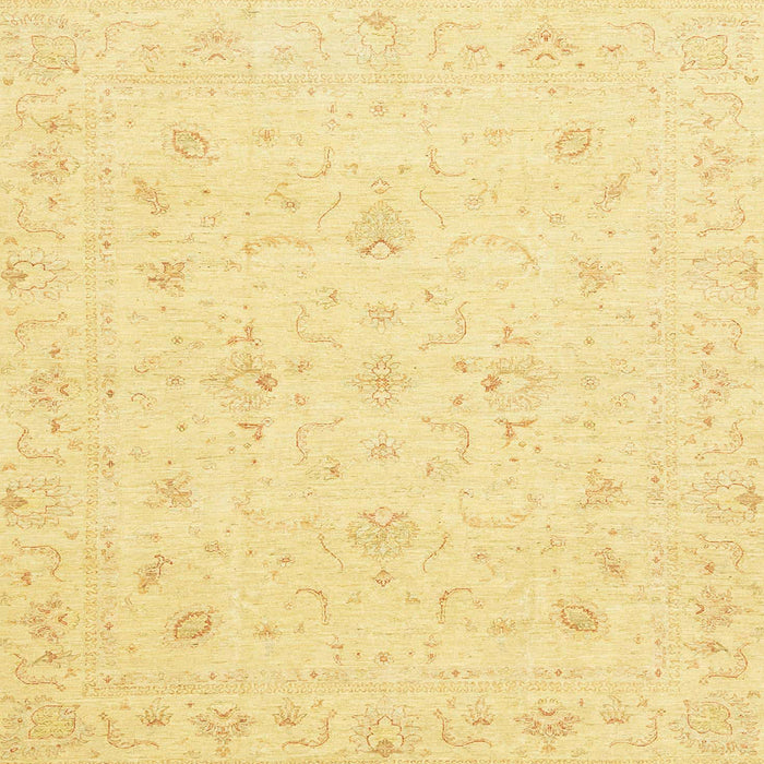 Square Machine Washable Abstract Yellow Rug, wshabs3693