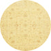 Round Abstract Bold Yellow Oriental Rug, abs3693