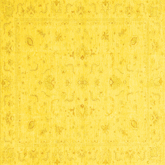 Square Machine Washable Oriental Yellow Traditional Rug, wshabs3693yw