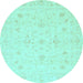 Round Oriental Light Blue Traditional Rug, abs3693lblu