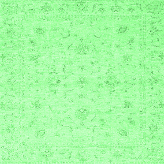 Square Machine Washable Oriental Emerald Green Traditional Area Rugs, wshabs3693emgrn