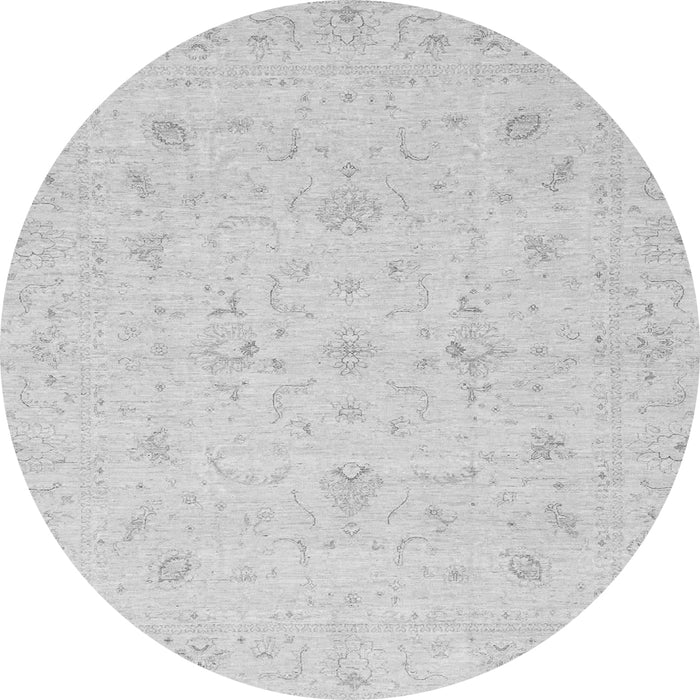 Round Machine Washable Oriental Gray Traditional Rug, wshabs3693gry