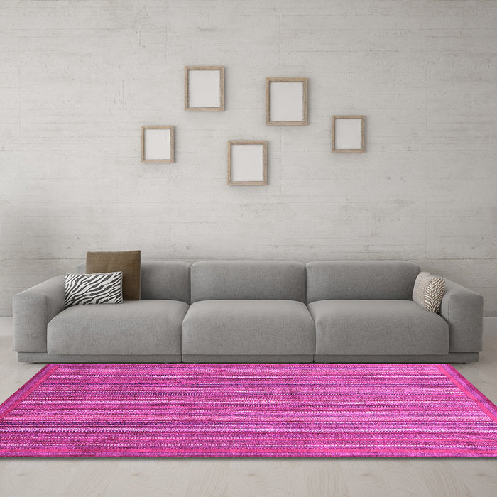 Machine Washable Abstract Pink Modern Rug in a Living Room, wshabs3694pnk